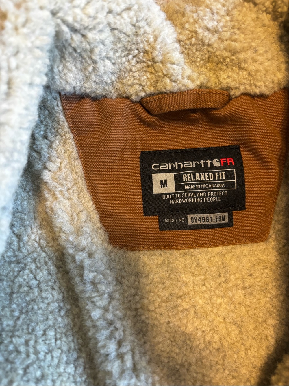Carhartt FR Tan Brown Sherpa-Lined Work Jacket - Picture 3 of 3